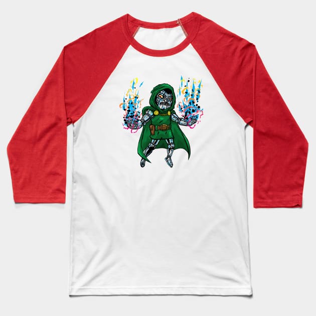 Chibi Doctor Doom Baseball T-Shirt by joehavasy